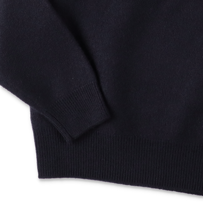 UNIVERSAL PRODUCTS. FELTED MERINO WOOL CREW NECK KNIT NAVY【253-60203】(N)