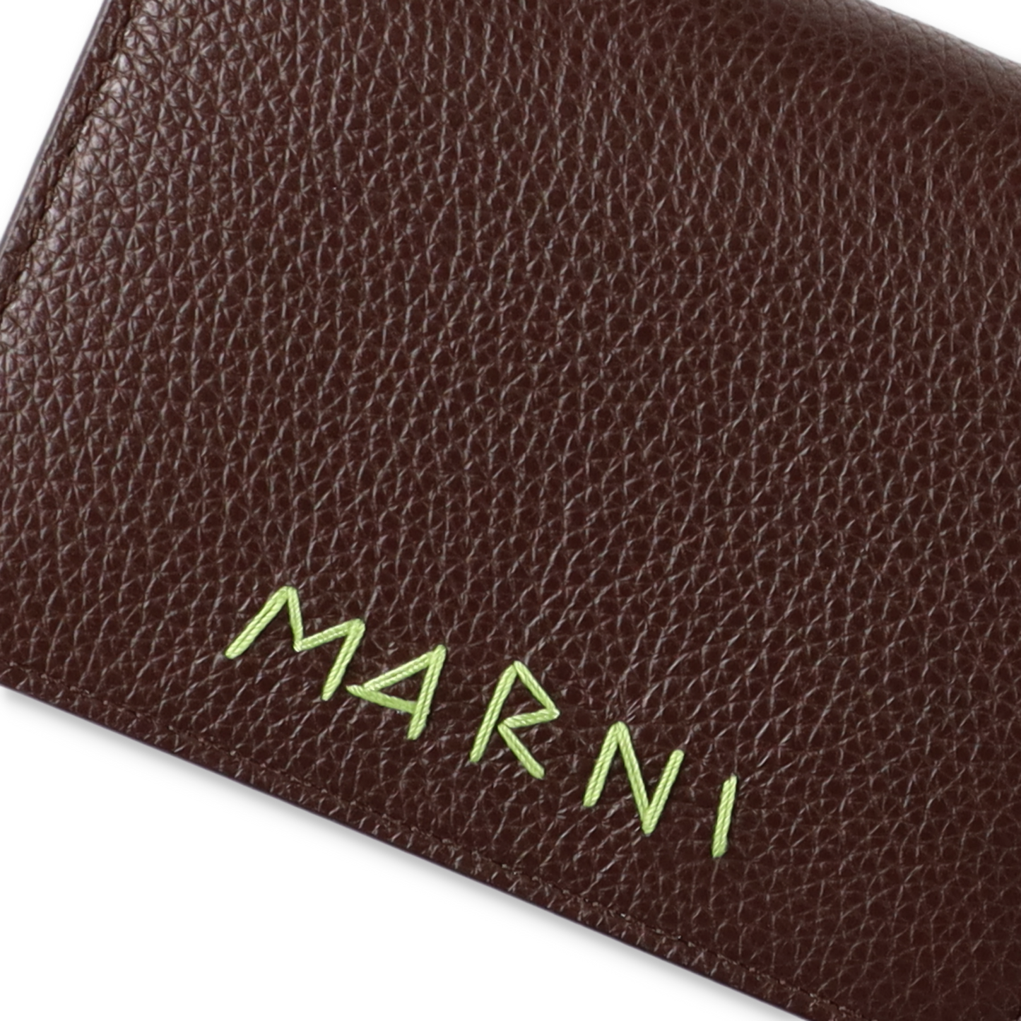 MARNI Leather bifold wallet with Marni Mending embroidery Brown【PFMI0098U0】(N)