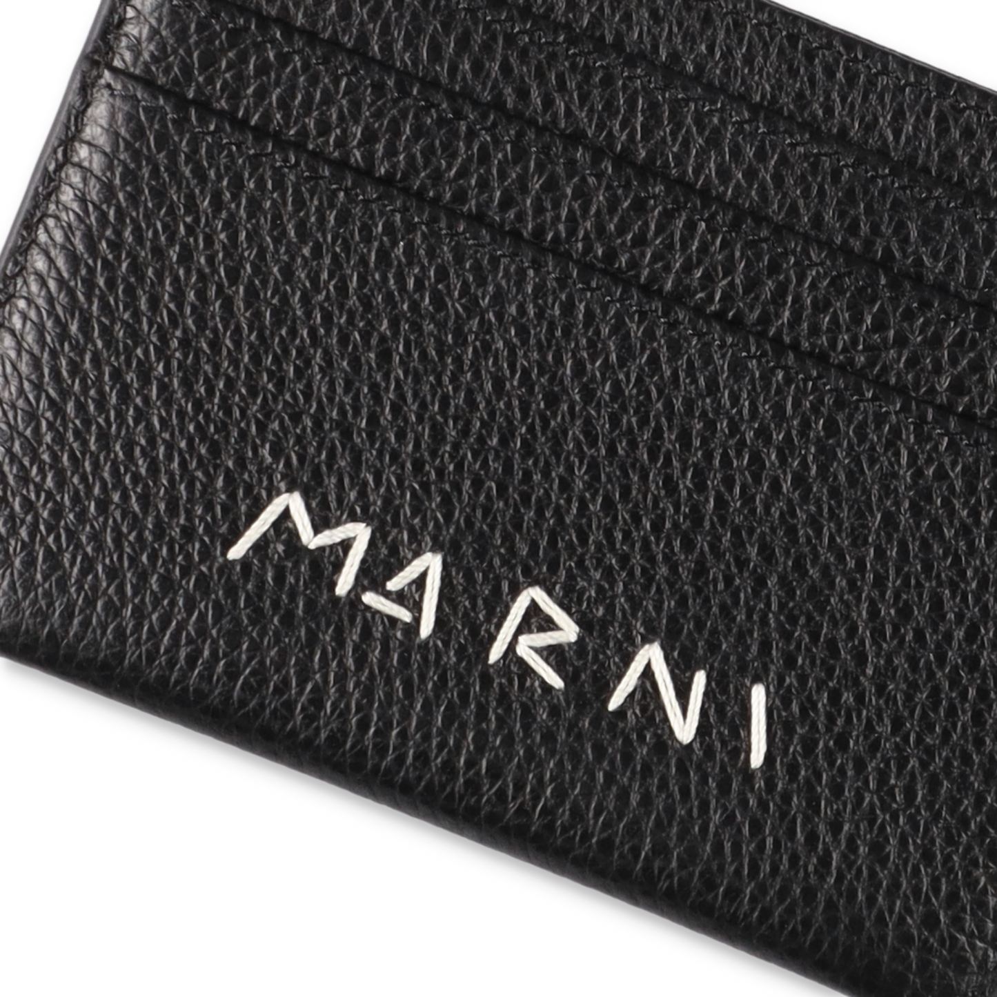 MARNI leather cardholder with Marni Mending embroidery Black【PFMI0104U0】(N)