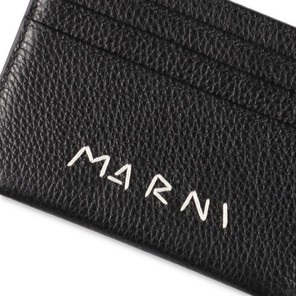 MARNI leather cardholder with Marni Mending embroidery Black【PFMI0104U0】(N)