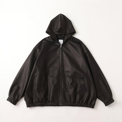 S.F.C LEATHER HOODIE JACKET BLACK【SFCFW25J01】(N)