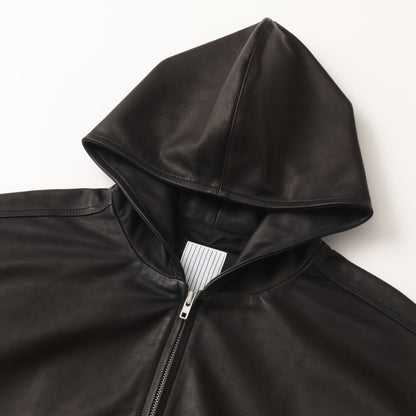 S.F.C LEATHER HOODIE JACKET BLACK【SFCFW25J01】(N)