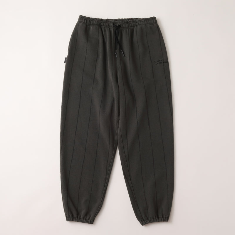 S.F.C STRIPE WIDE SWEAT PANTS (DISCHARGED) - BLACK – STUDY