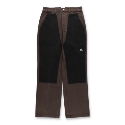 ROA FOMES Double Knee Washed Canvas Pant Dark Brown Black 正面