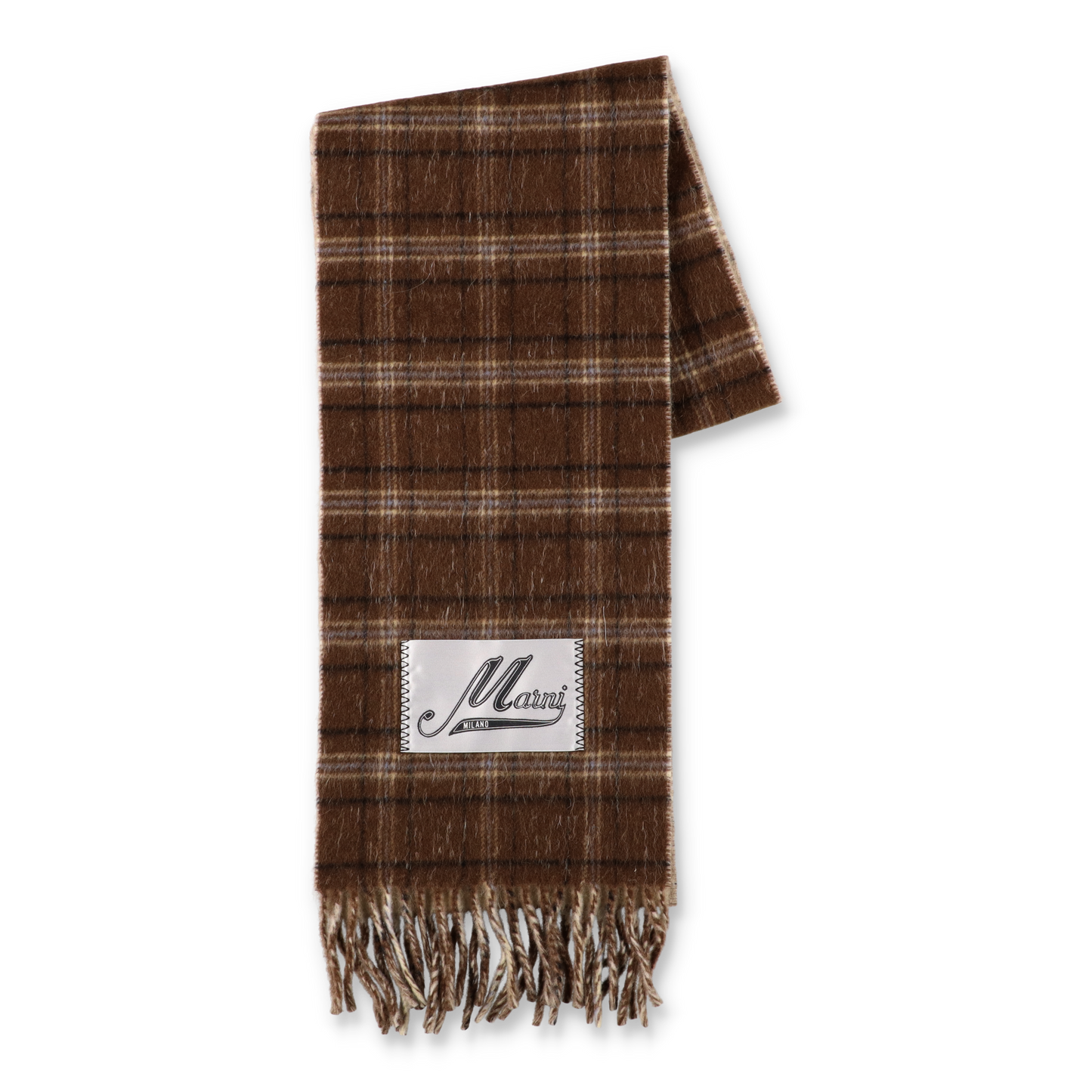 MARNI Double Check Wool Blend Scarf Walnut【SCMC0144Y0】(N)