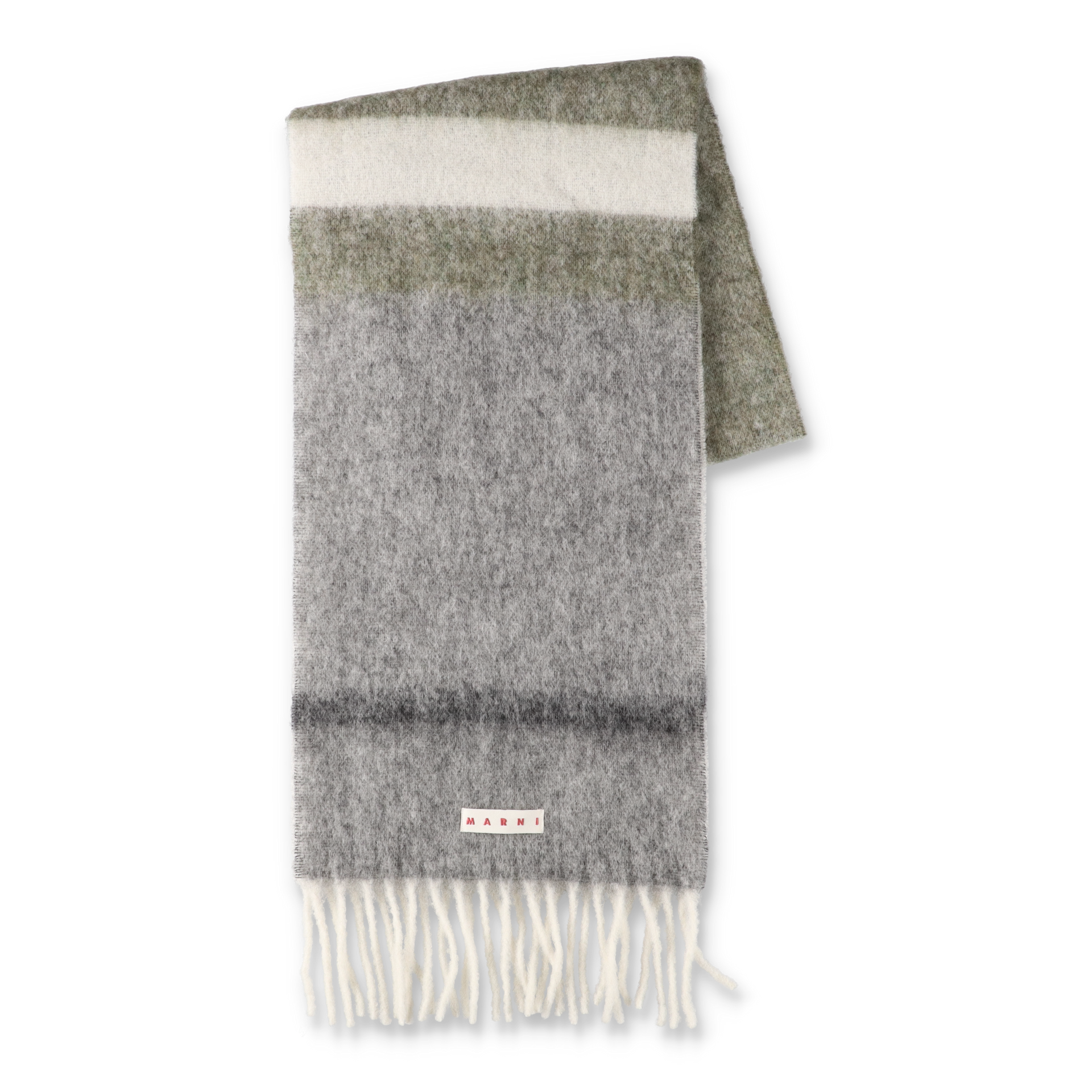 MARNI - Striped Brushed Alpaca Mohair Scarf Deep Sage – STUDY
