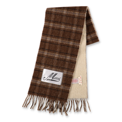 MARNI Double Check Wool Blend Scarf Walnut【SCMC0144Y0】(N)