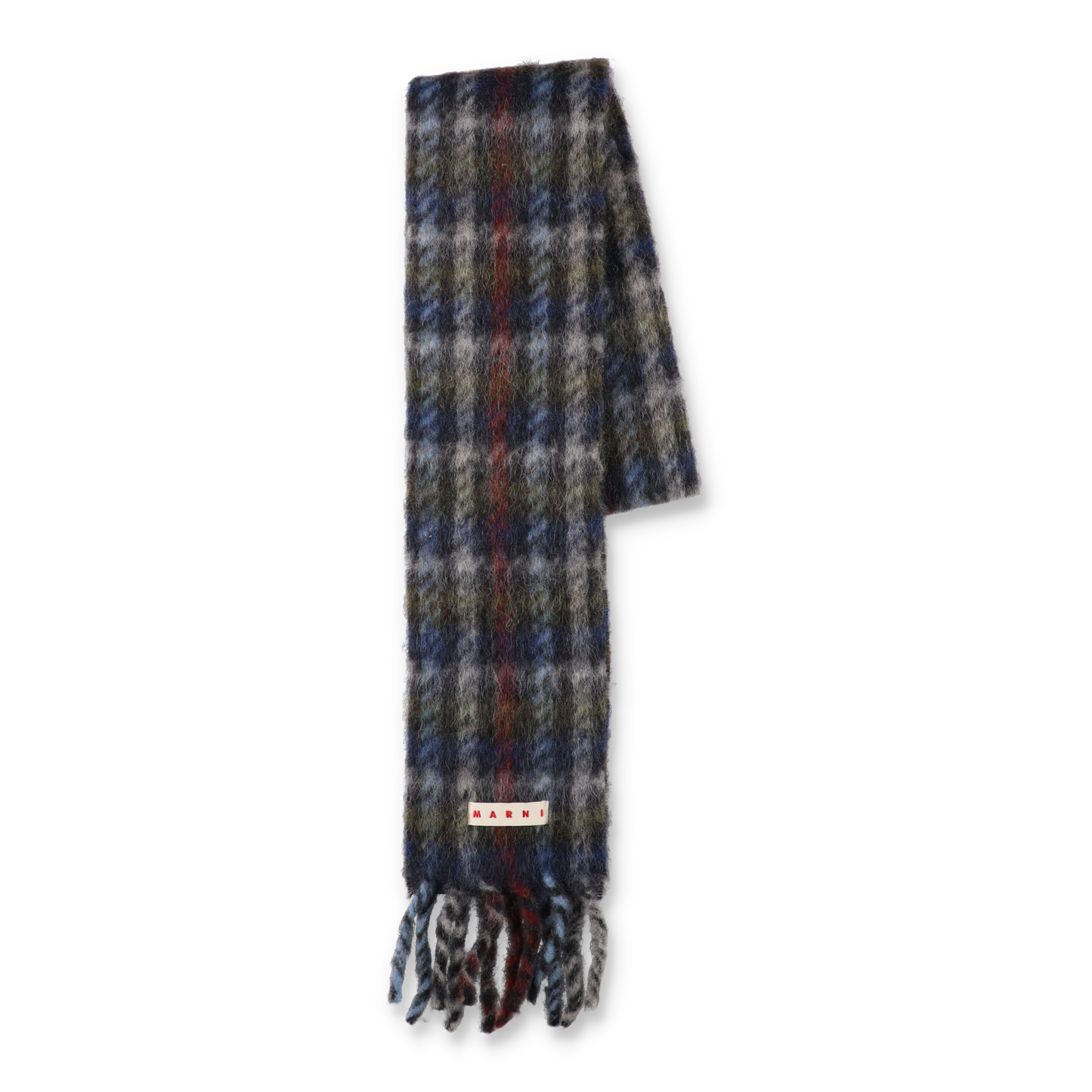 MARNI Check Alpaca Mohair Brushed Scarf Iris Blue【SCZC0077YO】(N)