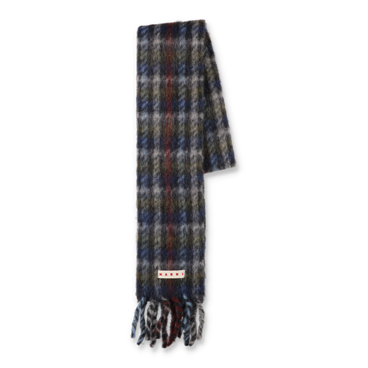 MARNI Check Alpaca Mohair Brushed Scarf Iris Blue【SCZC0077YO】(N)