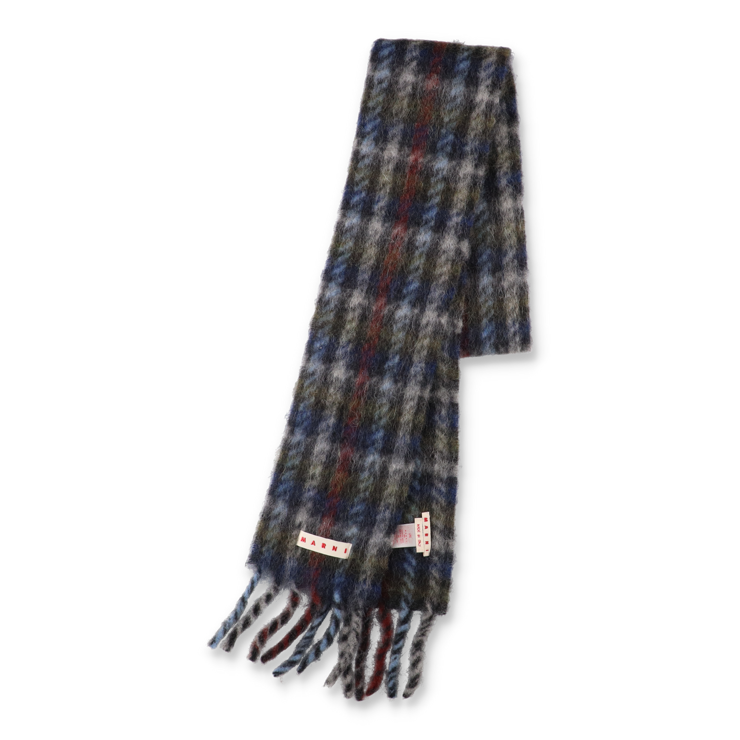 MARNI Check Alpaca Mohair Brushed Scarf Iris Blue【SCZC0077YO】(N)