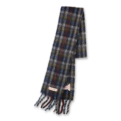 MARNI Check Alpaca Mohair Brushed Scarf Iris Blue【SCZC0077YO】(N)