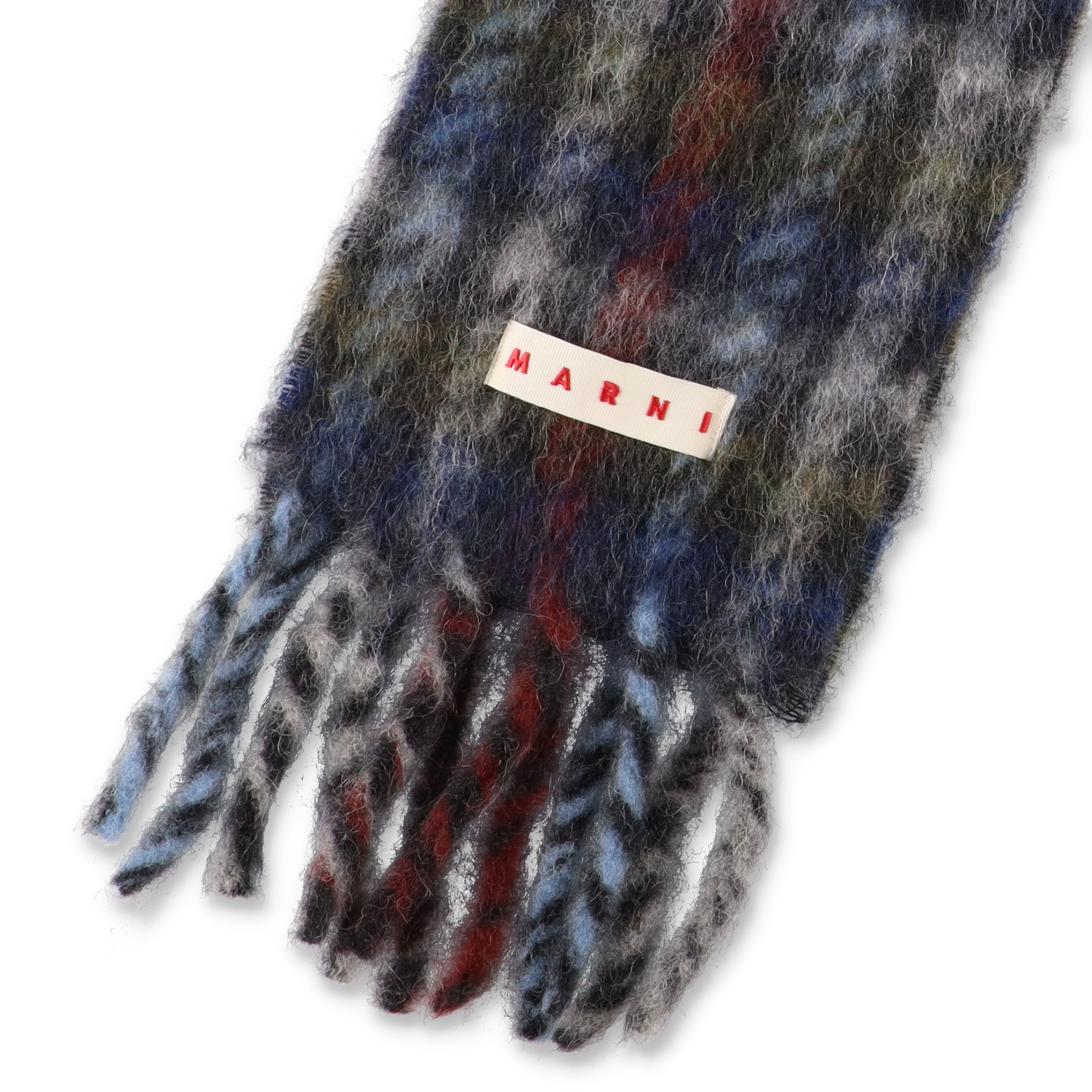 MARNI Check Alpaca Mohair Brushed Scarf Iris Blue【SCZC0077YO】(N)