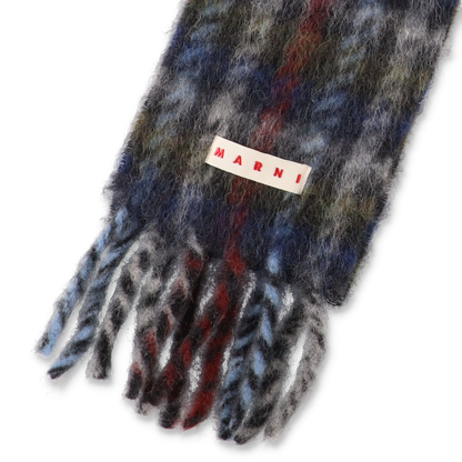 MARNI Check Alpaca Mohair Brushed Scarf Iris Blue【SCZC0077YO】(N)