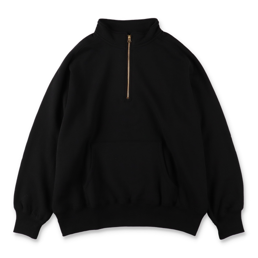 SOLARIS&CO. HALF ZIP SWEAT SHIRT "RICKSON" BLACK【W02003】(N)
