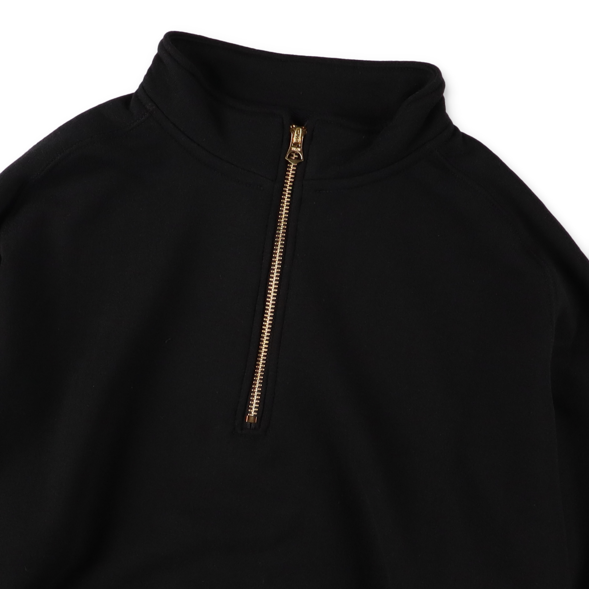 SOLARIS&CO. HALF ZIP SWEAT SHIRT BLACK 首元ディテール