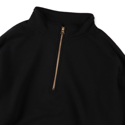 SOLARIS&CO. HALF ZIP SWEAT SHIRT BLACK 首元ディテール