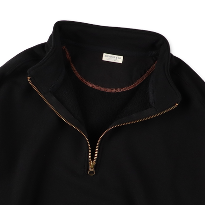 SOLARIS&CO. HALF ZIP SWEAT SHIRT BLACK 裏地
