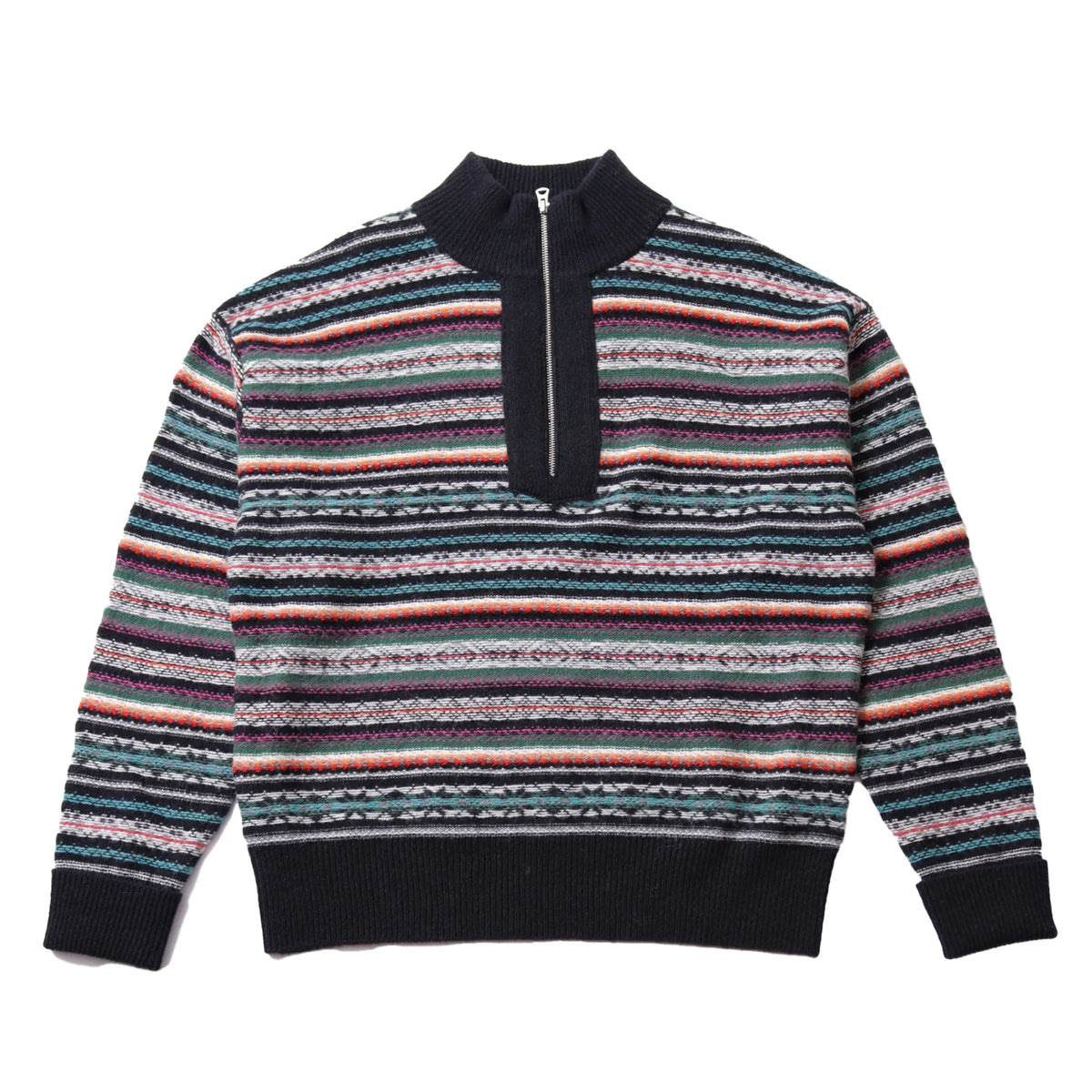 MEIAS Fiar Isle Half Zip PO Black【JQPO-4A16】(N) 商品写真 正面