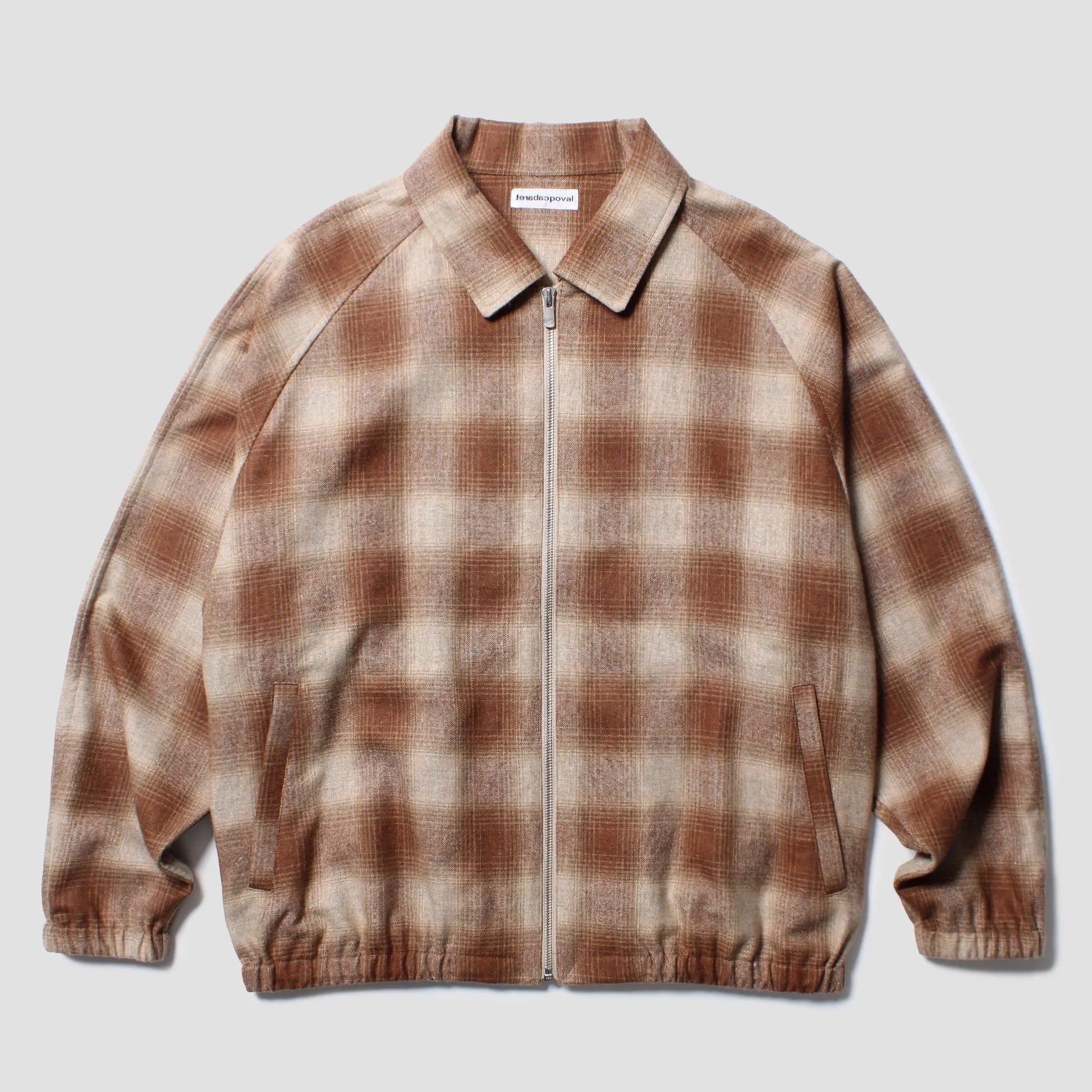 CABARET POVAL Wool Ombre Check Drizzler Shirt Brown 正面
