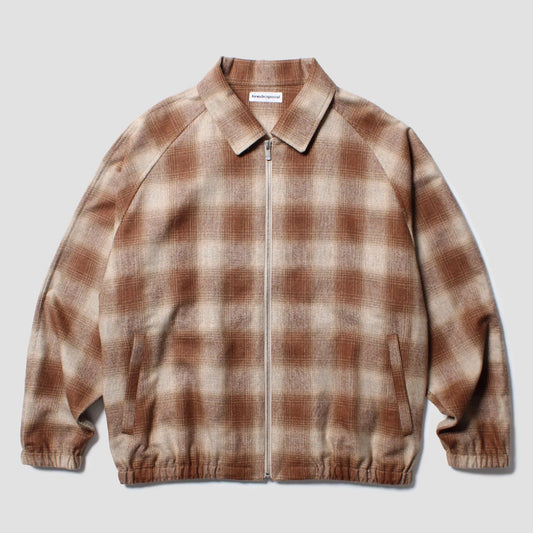 CABARET POVAL Wool Ombre Check Drizzler Shirt Brown 正面