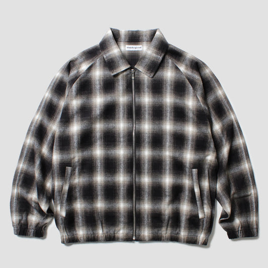 CABARET POVAL Ombre Check Drizzler Shirt BLACK 正面