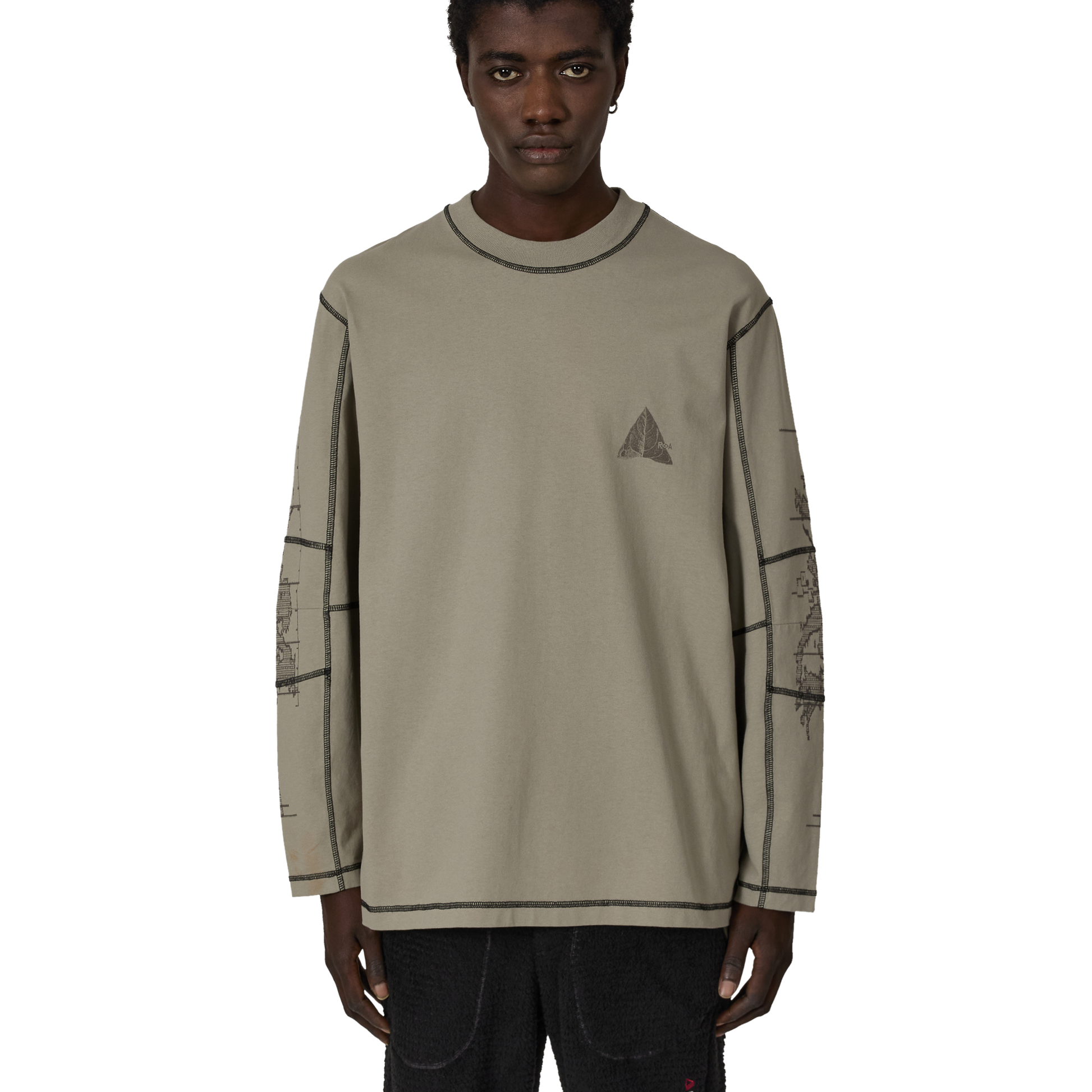 ROA NEOLITH Stitch Organic Long Sleeve Pale Green 着用画像 正面
