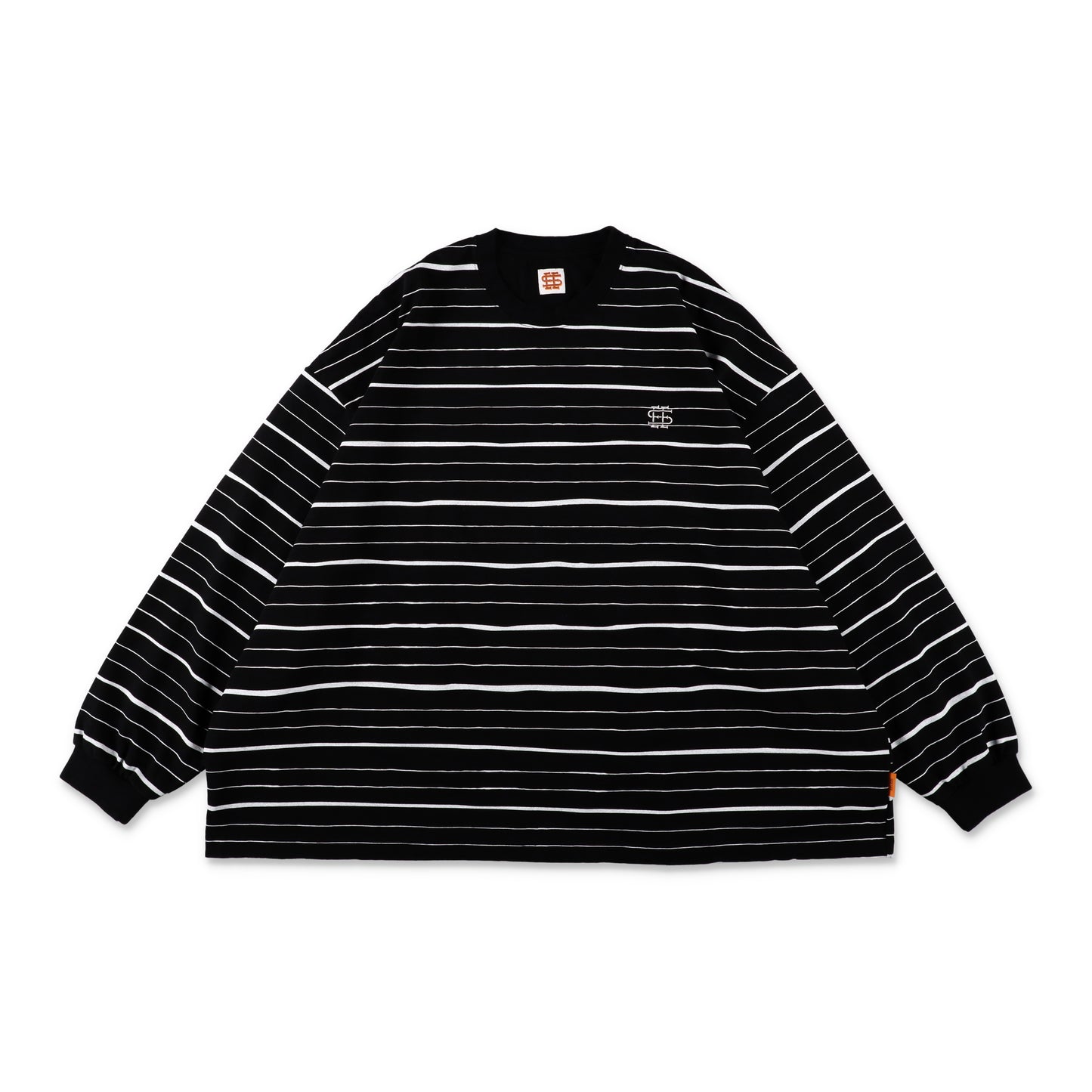 SEE SEE SUPER BIG LS FLAT BOARDER TEE 〈TYPE 3〉【BLACK/WHITE】