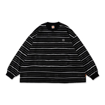 SEE SEE SUPER BIG LS FLAT BOARDER TEE 〈TYPE 3〉【BLACK/WHITE】