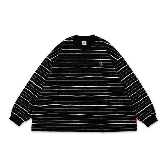 SEE SEE SUPER BIG LS FLAT BOARDER TEE 〈TYPE 3〉【BLACK/WHITE】