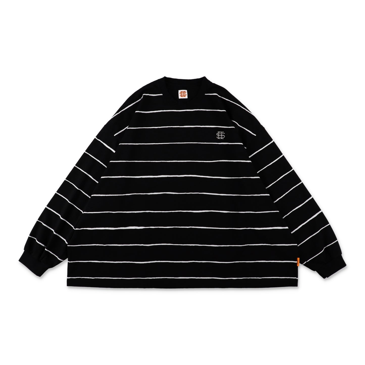 SEE SEE SUPER BIG LS FLAT BOARDER TEE 〈TYPE 2〉【BLACK/WHITE】