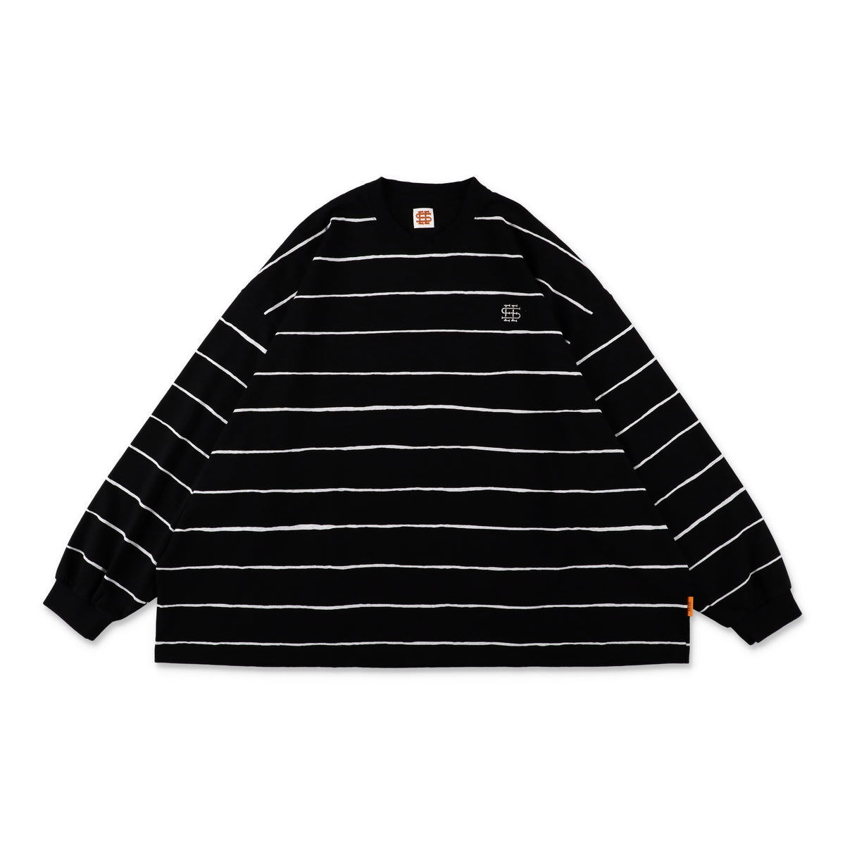 SEE SEE SUPER BIG LS FLAT BOARDER TEE 〈TYPE 2〉【BLACK/WHITE 