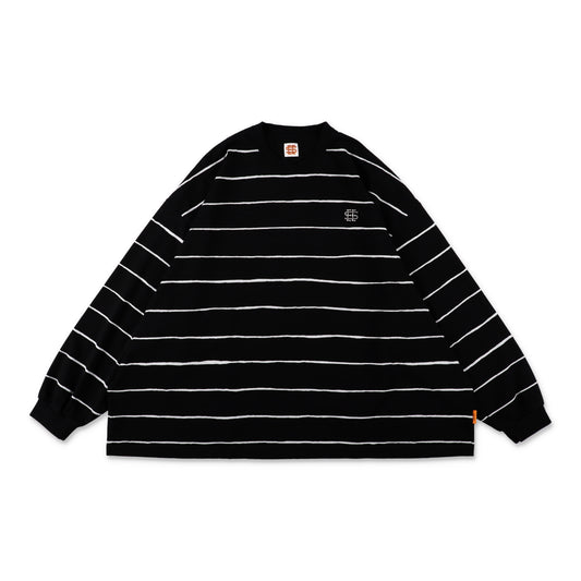 SEE SEE SUPER BIG LS FLAT BOARDER TEE 〈TYPE 2〉【BLACK/WHITE】