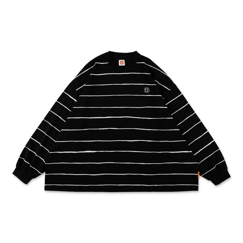 SEE SEE SUPER BIG LS FLAT BOARDER TEE 〈TYPE 2〉【BLACK/WHITE
