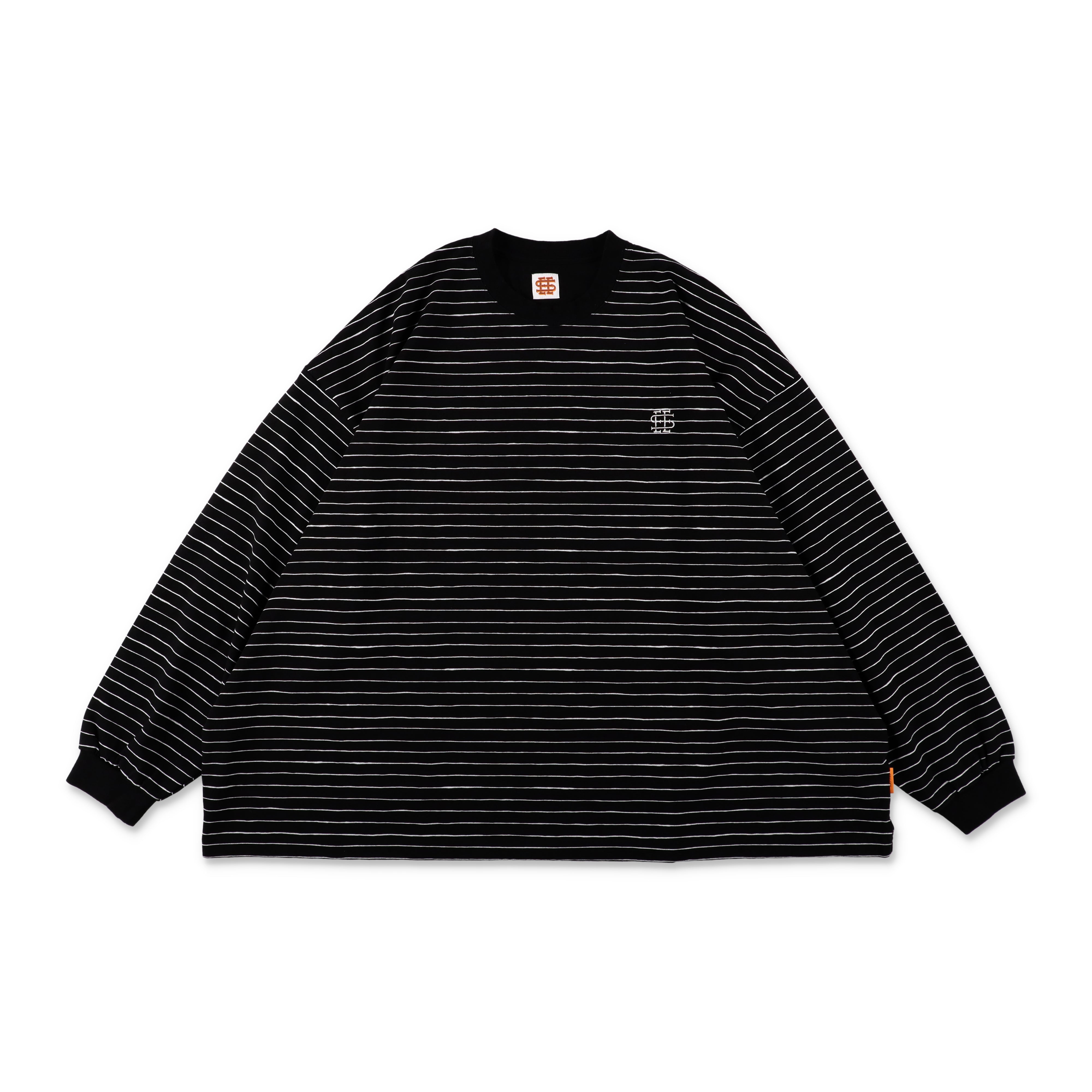 SEE SEE SUPER BIG LS FLAT BOARDER TEE 〈TYPE 1〉【BLACK/WHITE