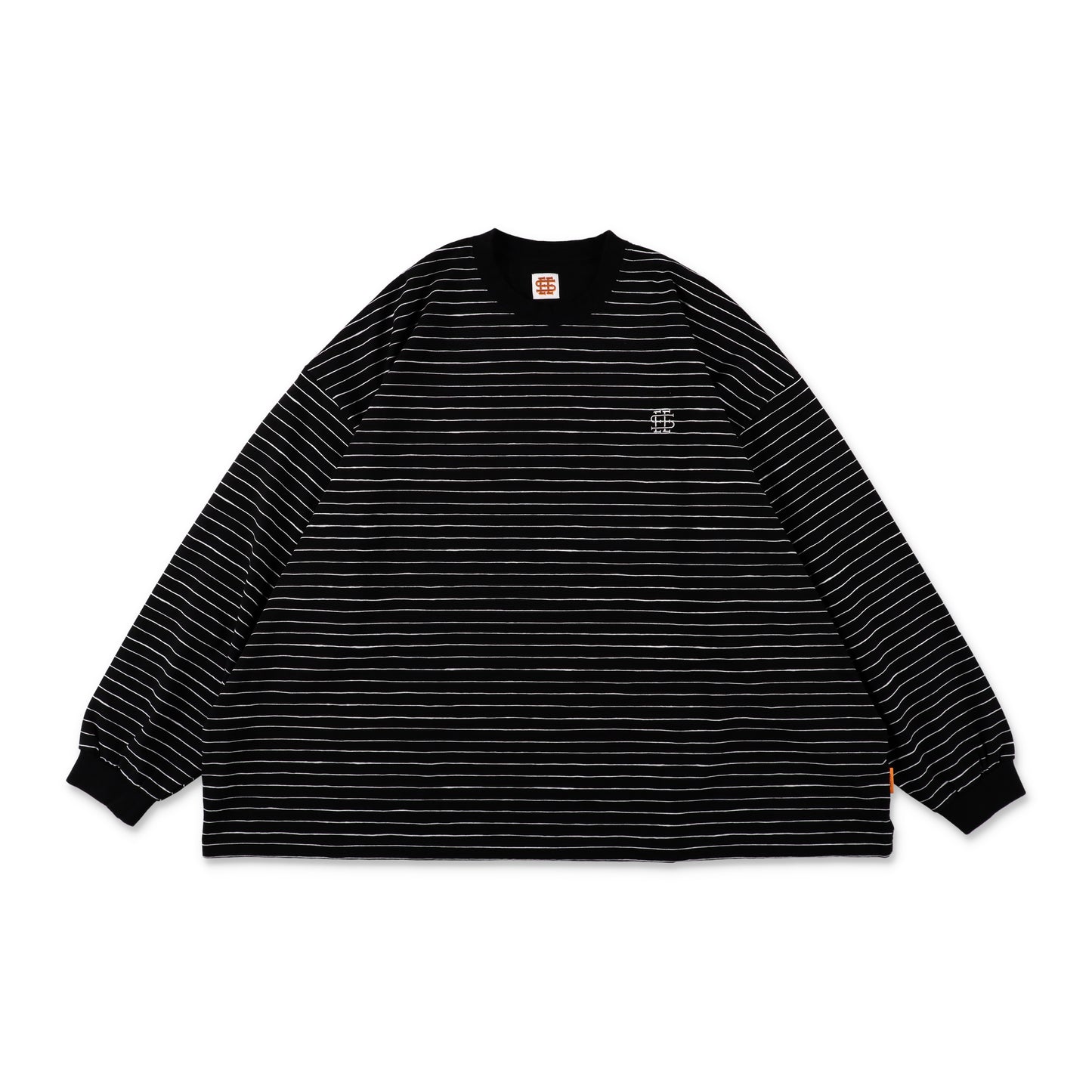 SEE SEE SUPER BIG LS FLAT BOARDER TEE 〈TYPE 1〉【BLACK/WHITE】