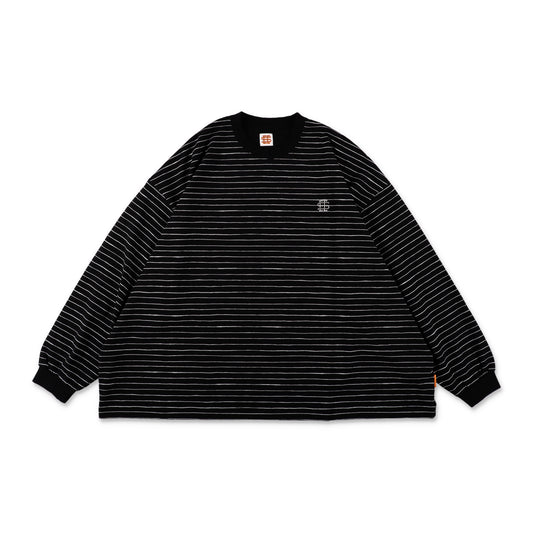 SEE SEE SUPER BIG LS FLAT BOARDER TEE 〈TYPE 1〉【BLACK/WHITE】