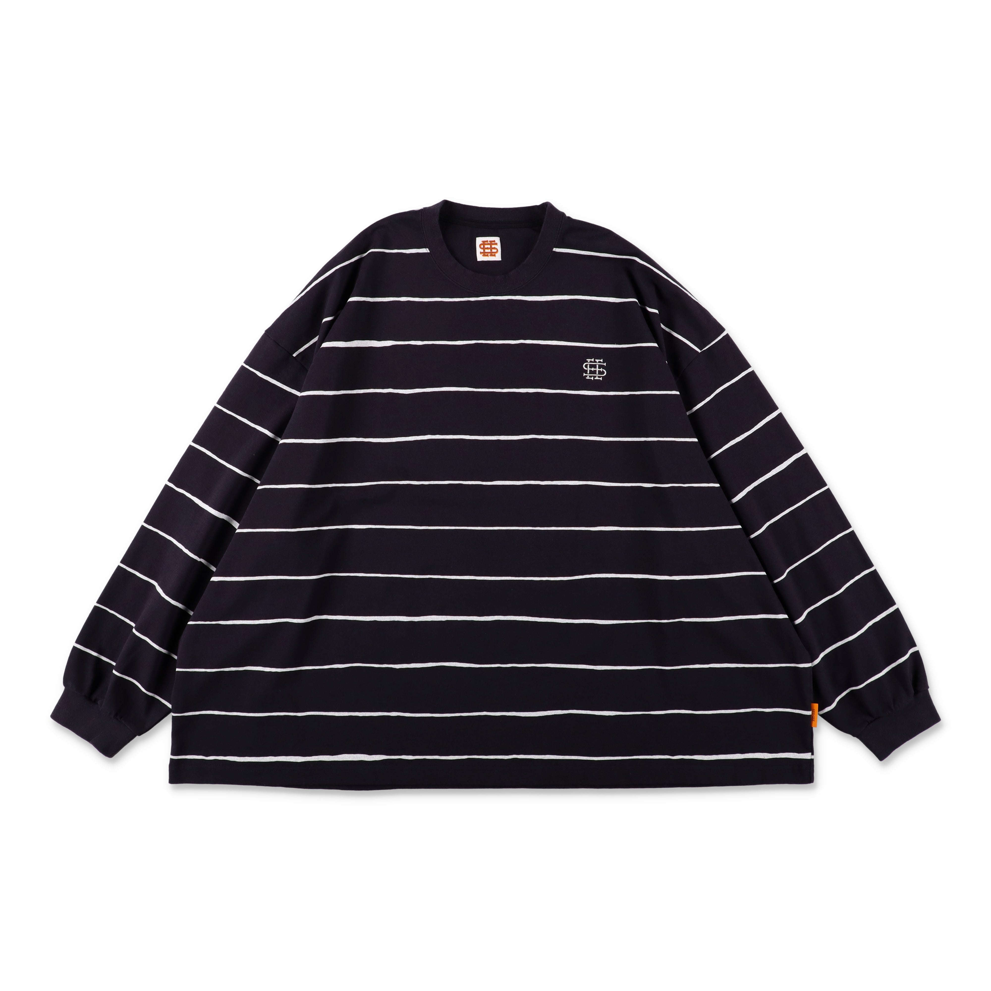 SEE SEE SUPER BIG LS FLAT BOARDER TEE 〈TYPE 2〉【NAVY/WHITE
