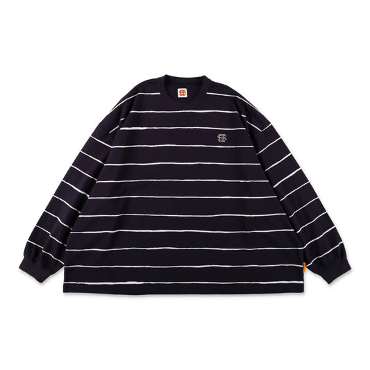 SEE SEE SUPER BIG LS FLAT BOARDER TEE 〈TYPE 2〉【NAVY/WHITE】