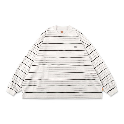 SEE SEE SUPER BIG LS FLAT BOARDER TEE 〈TYPE 3〉【WHITE/BLACK】