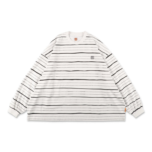 SEE SEE SUPER BIG LS FLAT BOARDER TEE 〈TYPE 3〉【WHITE/BLACK】
