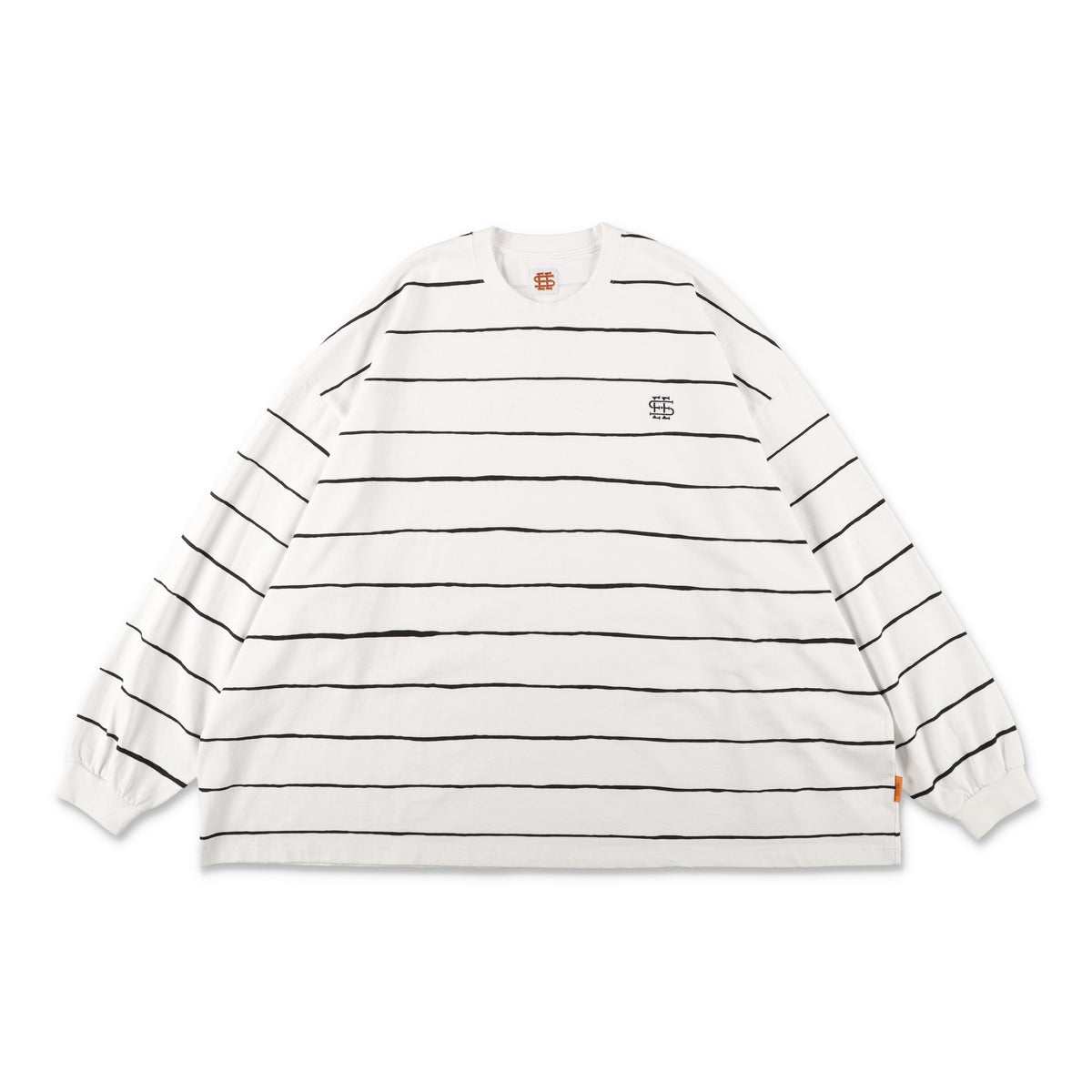 SEE SEE SUPER BIG LS FLAT BOARDER TEE 〈TYPE 2〉【WHITE/BLACK 