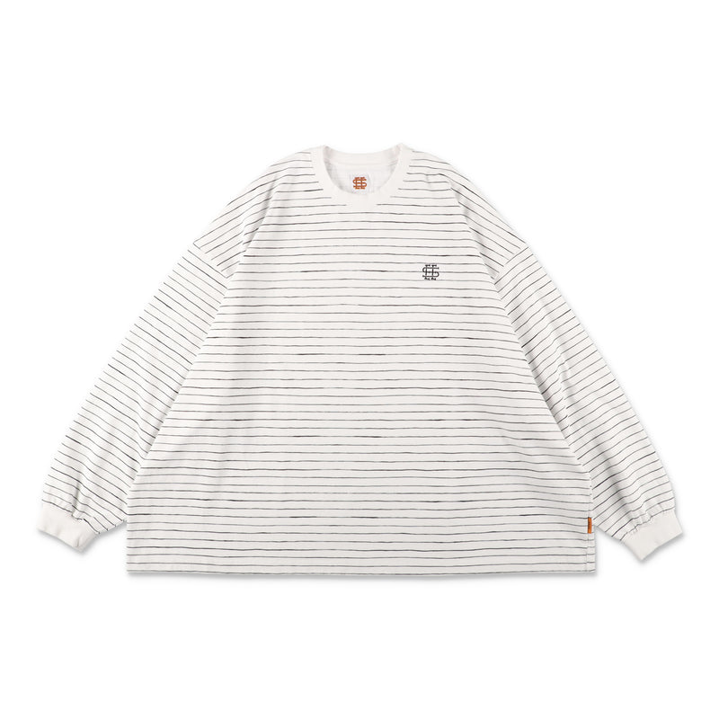 SEE SEE SUPER BIG LS FLAT BOARDER TEE 〈TYPE 1〉【WHITE/BLACK