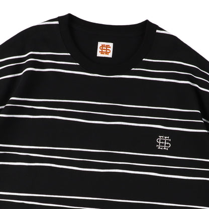 【1-1】SEE SEE Super Big Border SS Round Tee【Black】