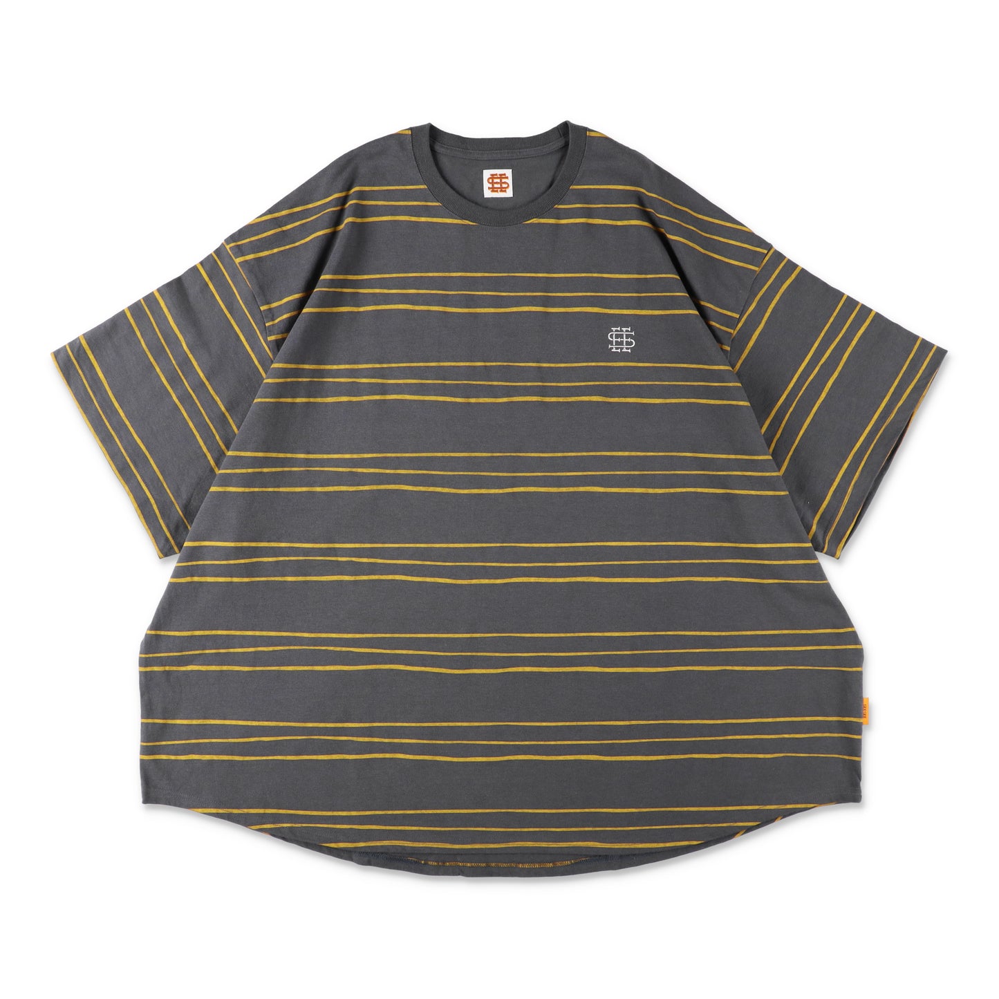 【1-2】SEE SEE Super Big Border SS Round Tee【Charcoal】