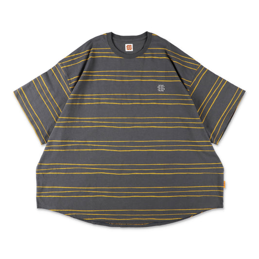 【1-2】SEE SEE Super Big Border SS Round Tee【Charcoal】