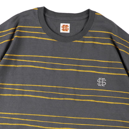 【1-2】SEE SEE Super Big Border SS Round Tee【Charcoal】