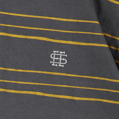 【1-2】SEE SEE Super Big Border SS Round Tee【Charcoal】