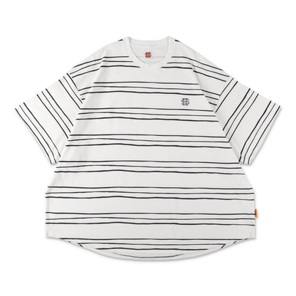 【1-3】SEE SEE Super Big Border SS Round Tee【White】