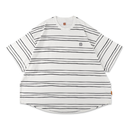 【1-3】SEE SEE Super Big Border SS Round Tee【White】