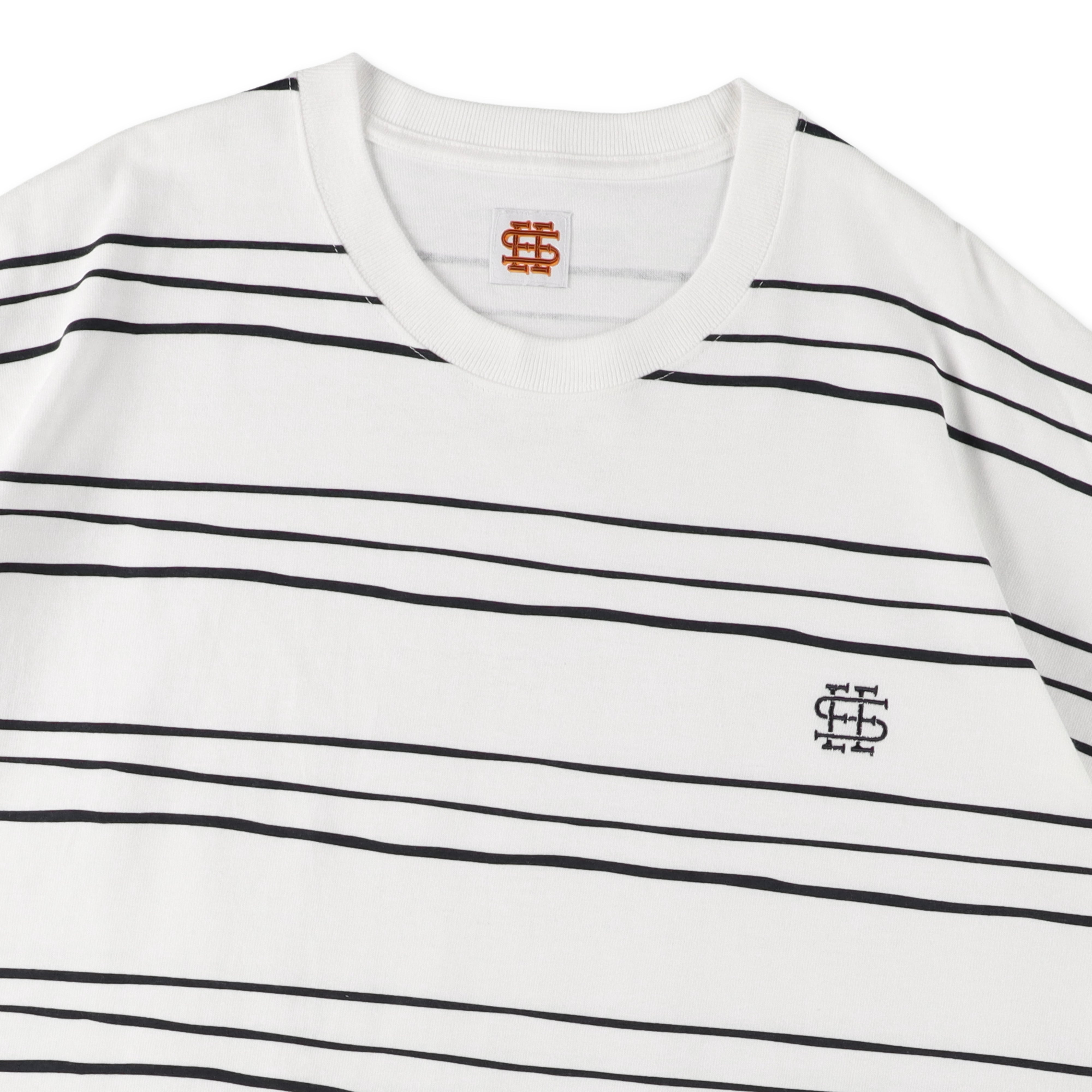 1-3】SEE SEE Super Big Border SS Round Tee【White】 – STUDY